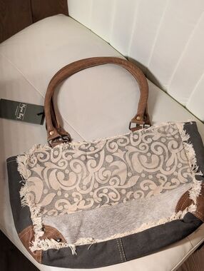 NWT Myra Bag Leather Print Canvas Leather Satc…